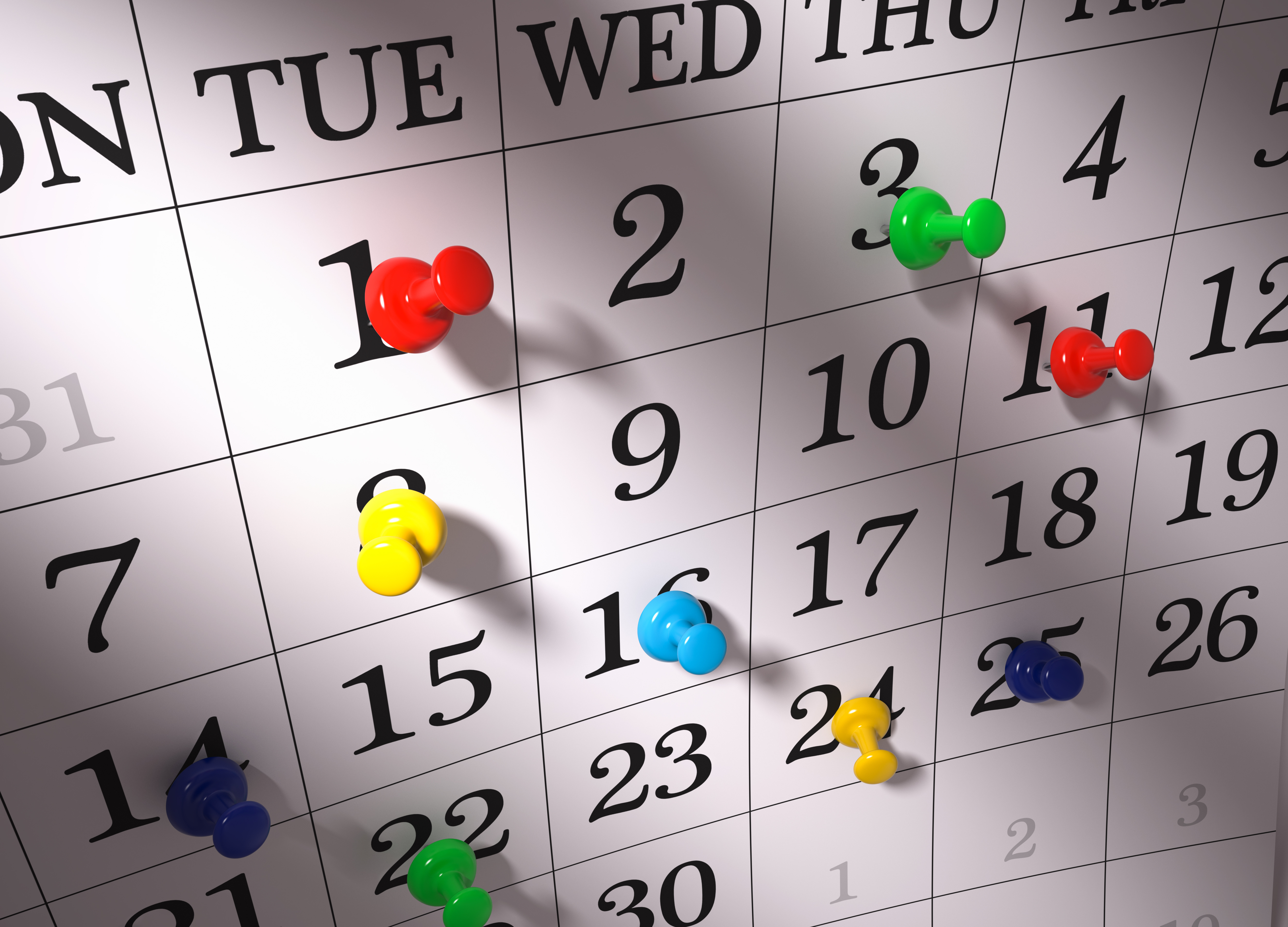 calendar with pushpins head first events in boston